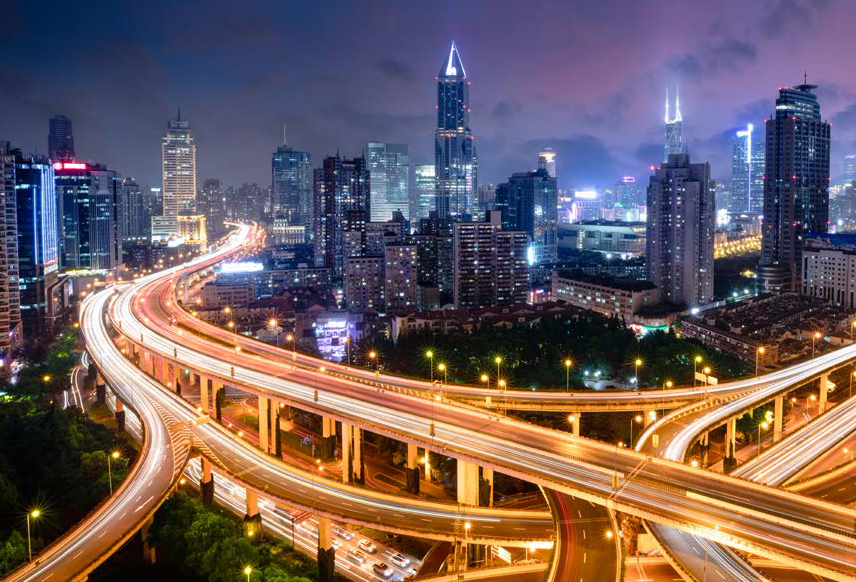 Afbeelding stad en wegennet in China